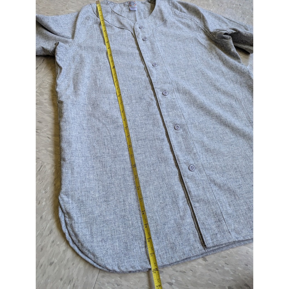 Ebbets Field Flannels Grey Wool Blend Baseball Jersey Mens Medium Made in USA - Picture 5 of 6